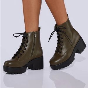 KOI Footwear Gin Khaki Platform Military Boots